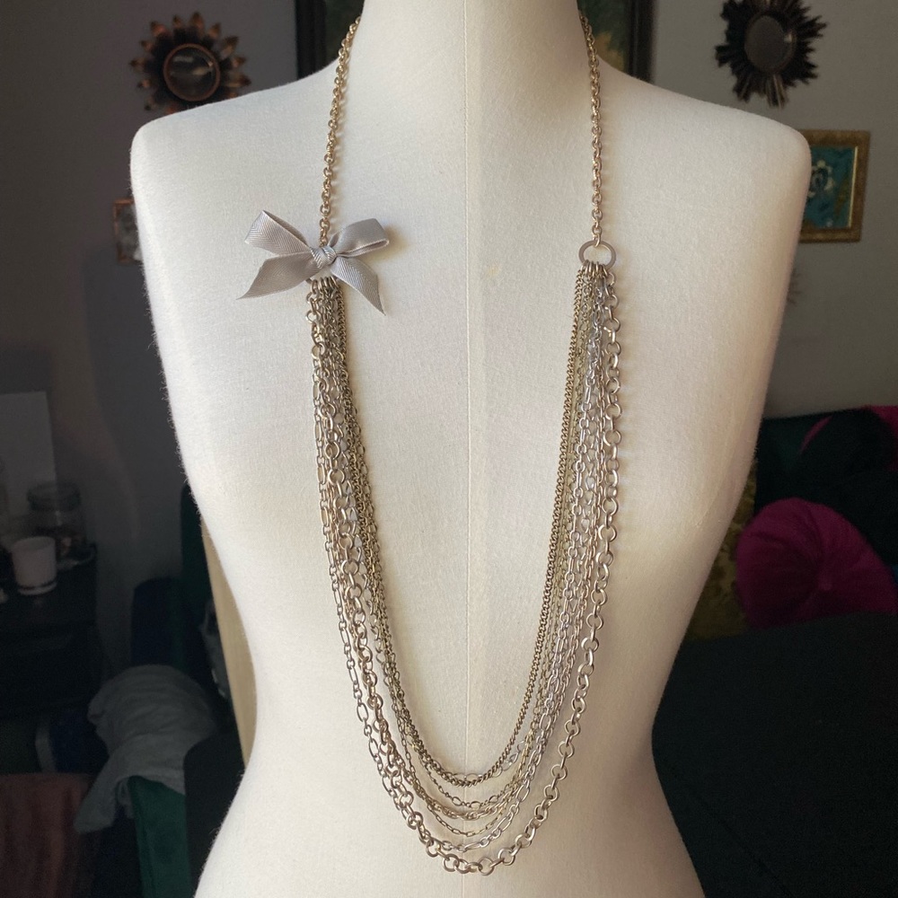 The Limited multi strand metal necklace with bow